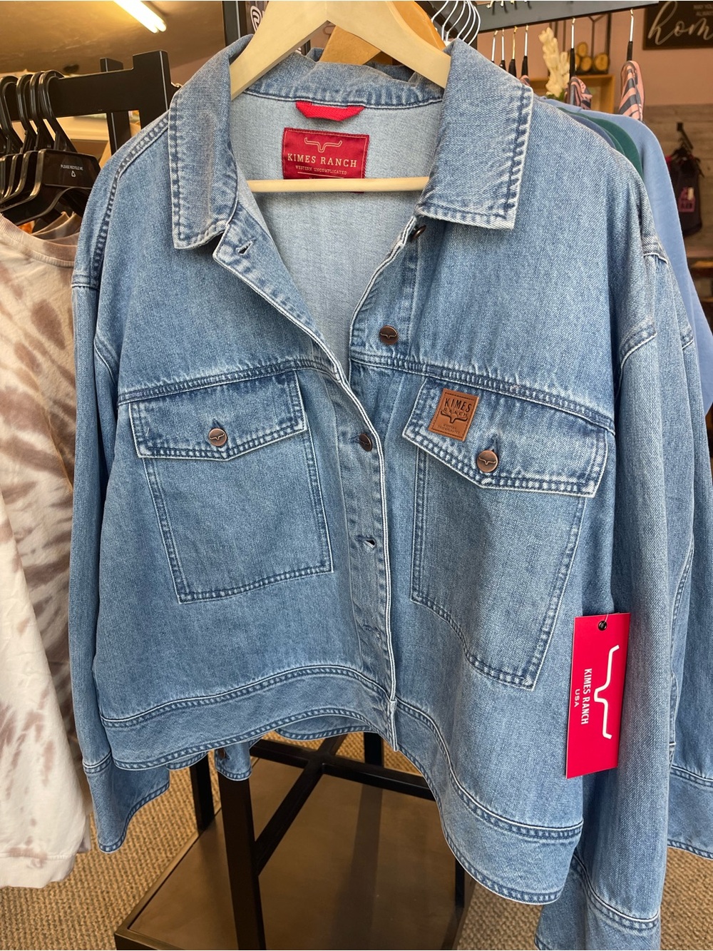 Kimes Ranch Oversized Light Blue Denim Trucker Jacket